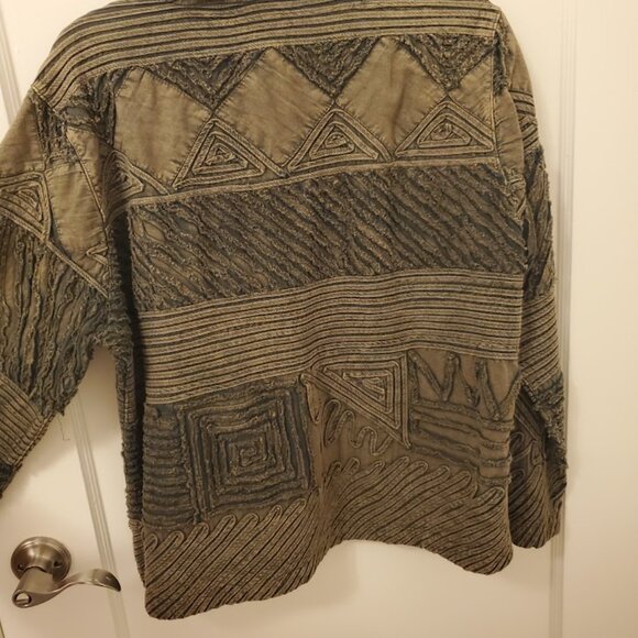 Mohito Womens Blazer Brown Geometric Textured Design Button Up Size XL - Picture 7 of 8